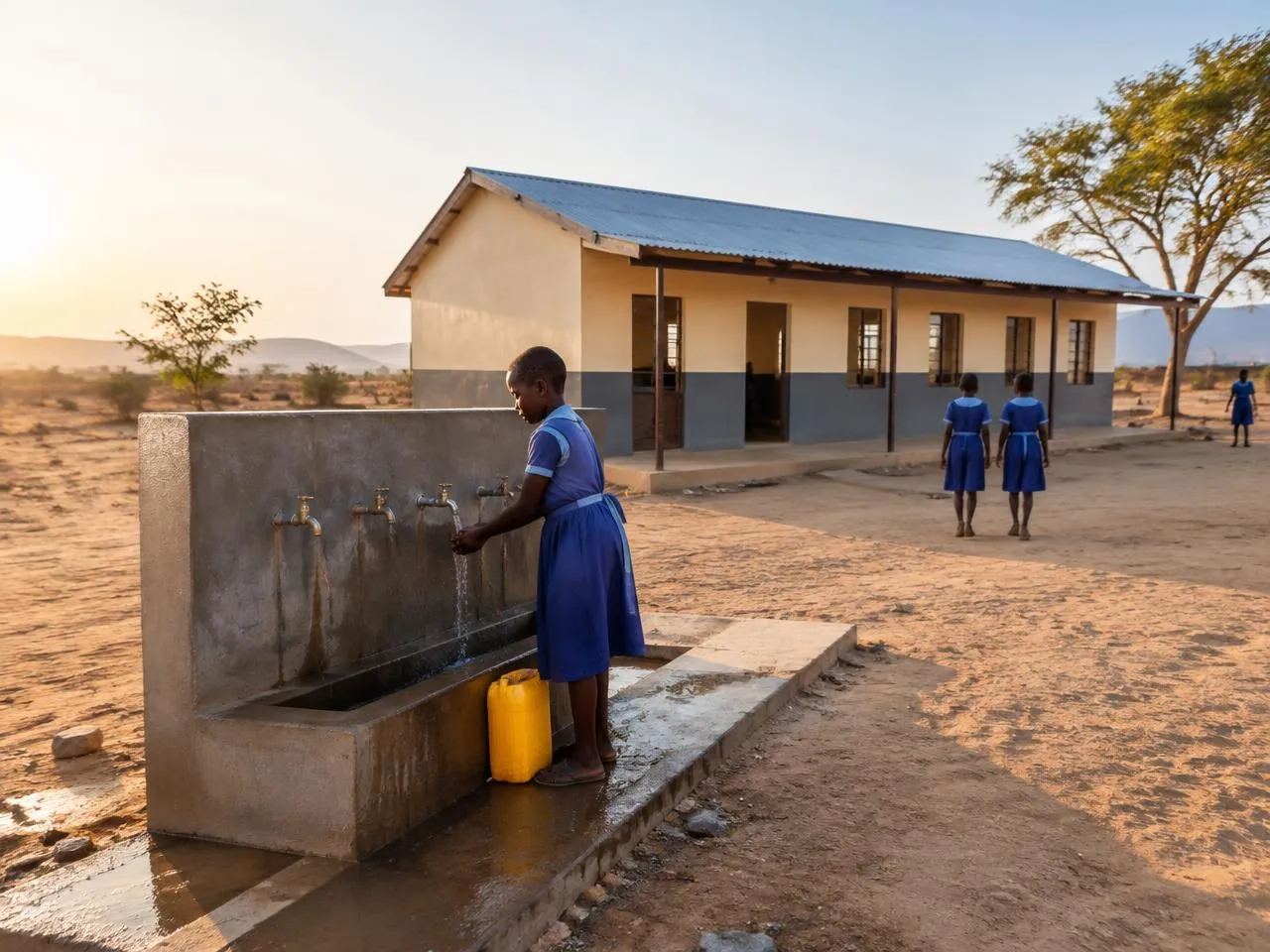 Representative school building and community water point